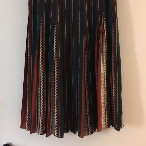 TORY BURCH Silk Pleated Print Skirt Sequin Waistband 6 - Picture 5 of 7